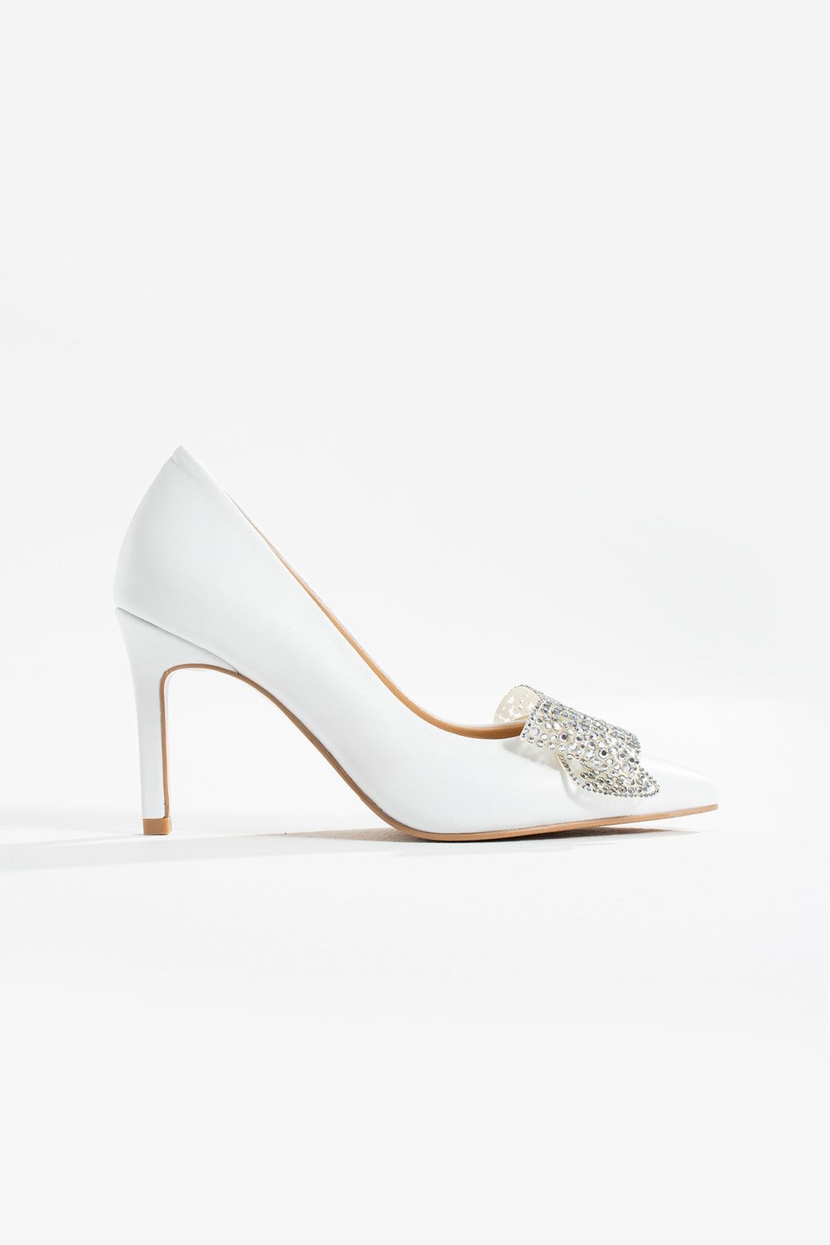 Kadın Hakiki Deri Stiletto Beyaz