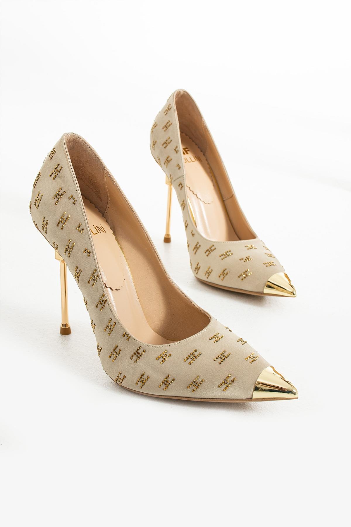 Kadın Hakiki Deri Stiletto Krem