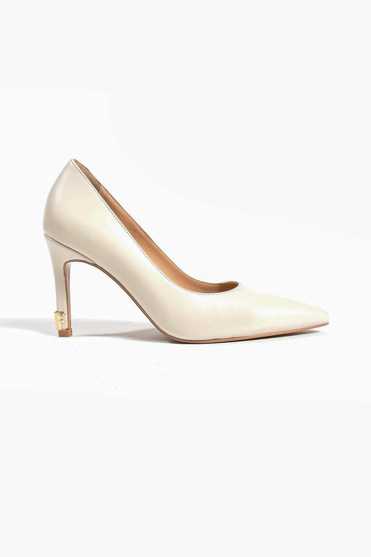 Kadın Hakiki Deri Stiletto Krem