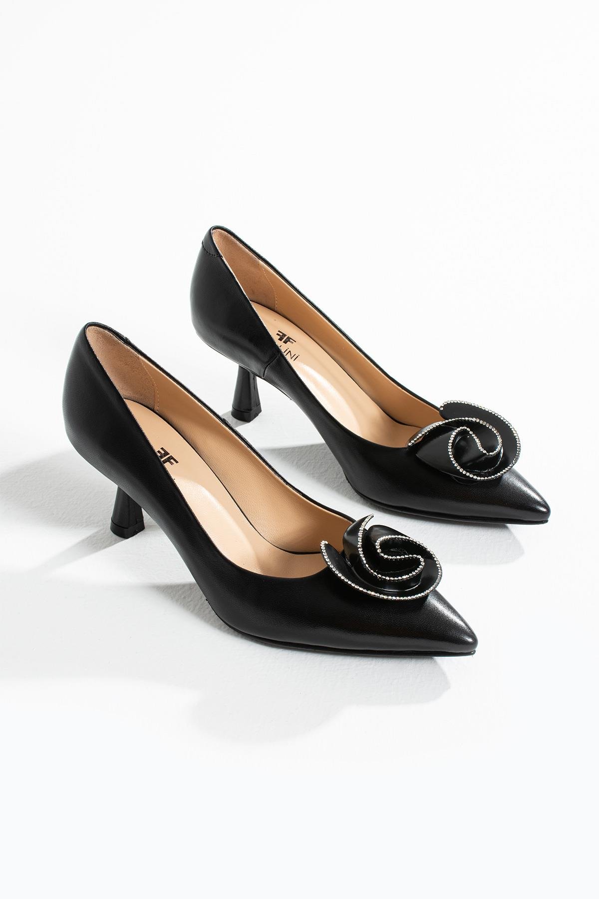 Kadın Hakiki Deri Stiletto Siyah