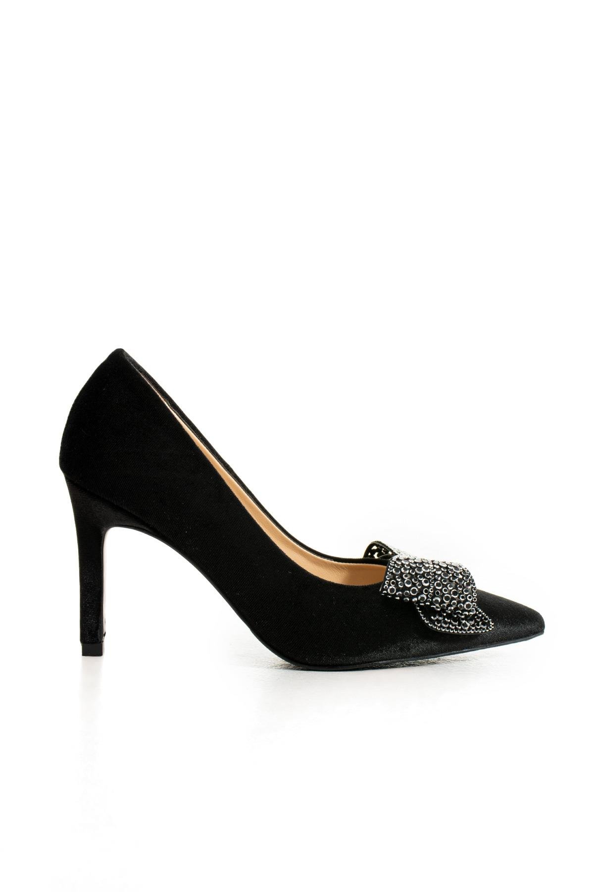 Kadın Hakiki Deri Stiletto Siyah Kadife