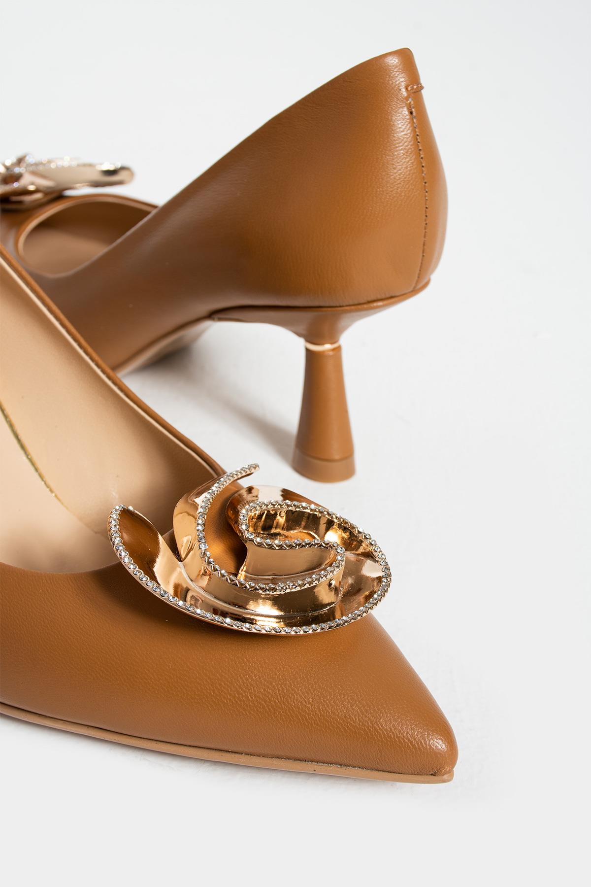 Kadın Hakiki Deri Stiletto Taba