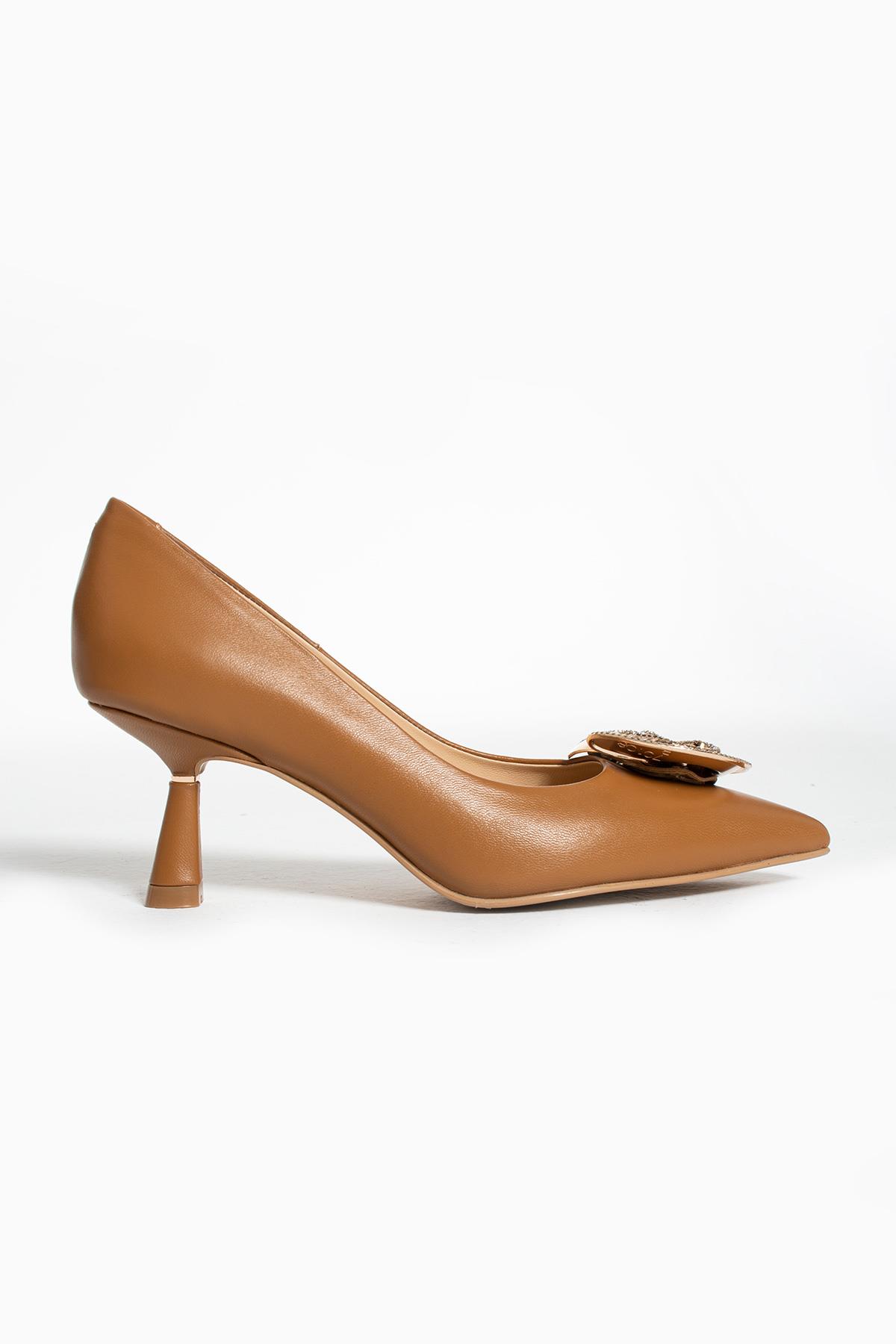 Kadın Hakiki Deri Stiletto Taba