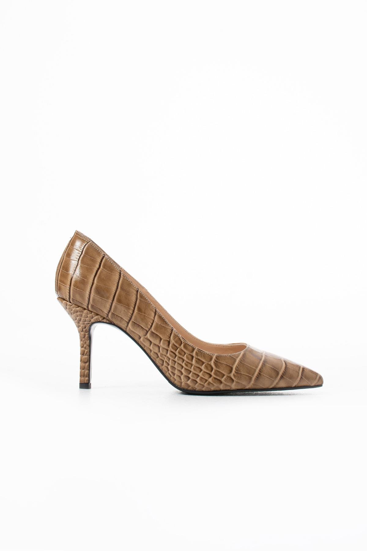 Kadın Hakiki Deri Stiletto Taba