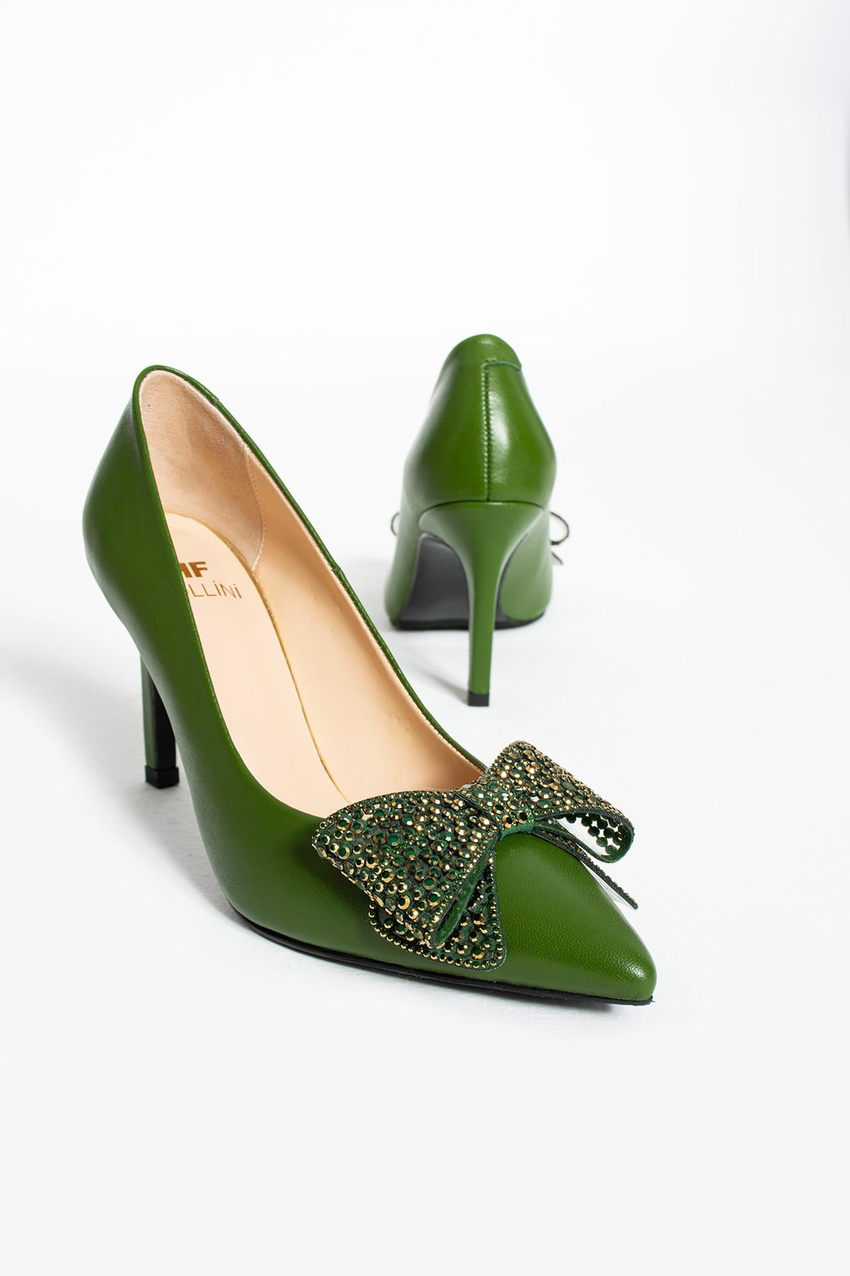 Kadın Hakiki Deri Stiletto Yeşil 