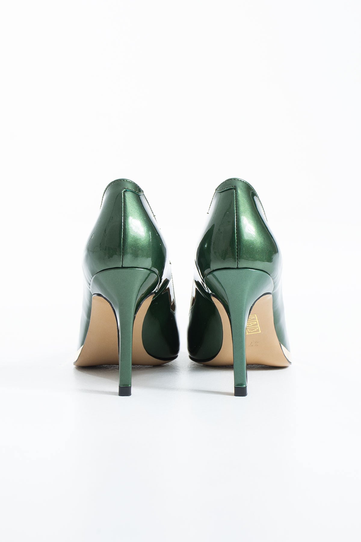 Kadın Hakiki Deri Stiletto Yeşil Rugan