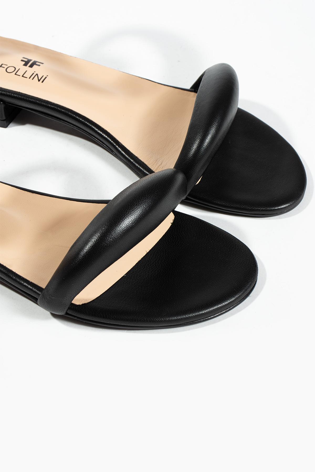 Kadın Siyah Deri Sandalet