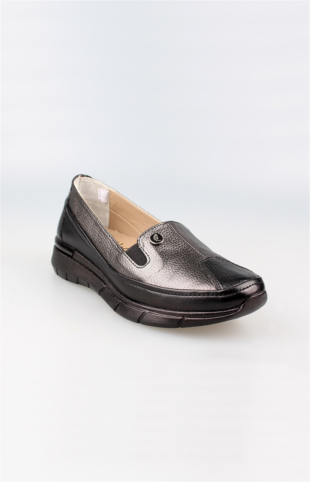 EDİK Günlük Ve Anne Için Ayakkabı Hakiki Deri Astar Topuk Yastıklı Sistem F127 Platin