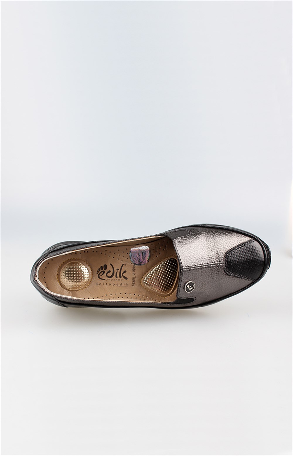 EDİK Günlük Ve Anne Için Ayakkabı Hakiki Deri Astar Topuk Yastıklı Sistem F127 Platin