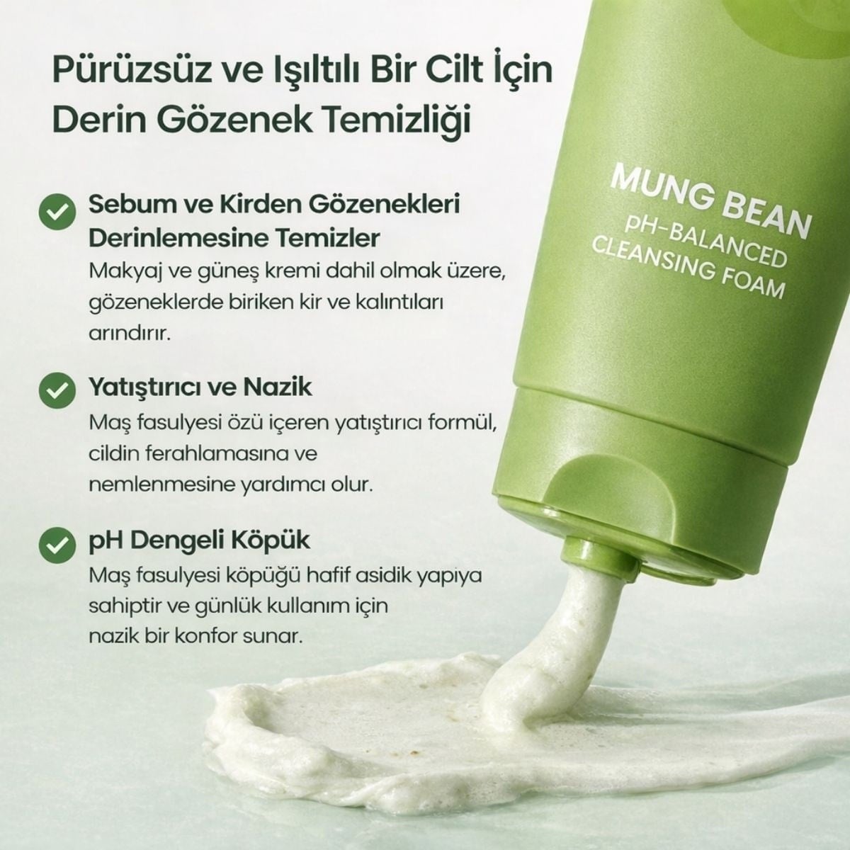 Beplain Mung Bean Cleansing Foam – Ph Dengeleyen Köpük 80 ml
