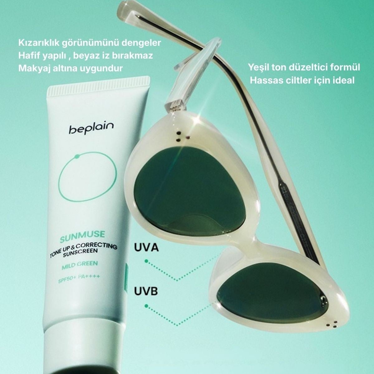Beplain Sunmuse Tone - Up Correcting Mild Green Sunscreen - Güneş Kremi 50 ml