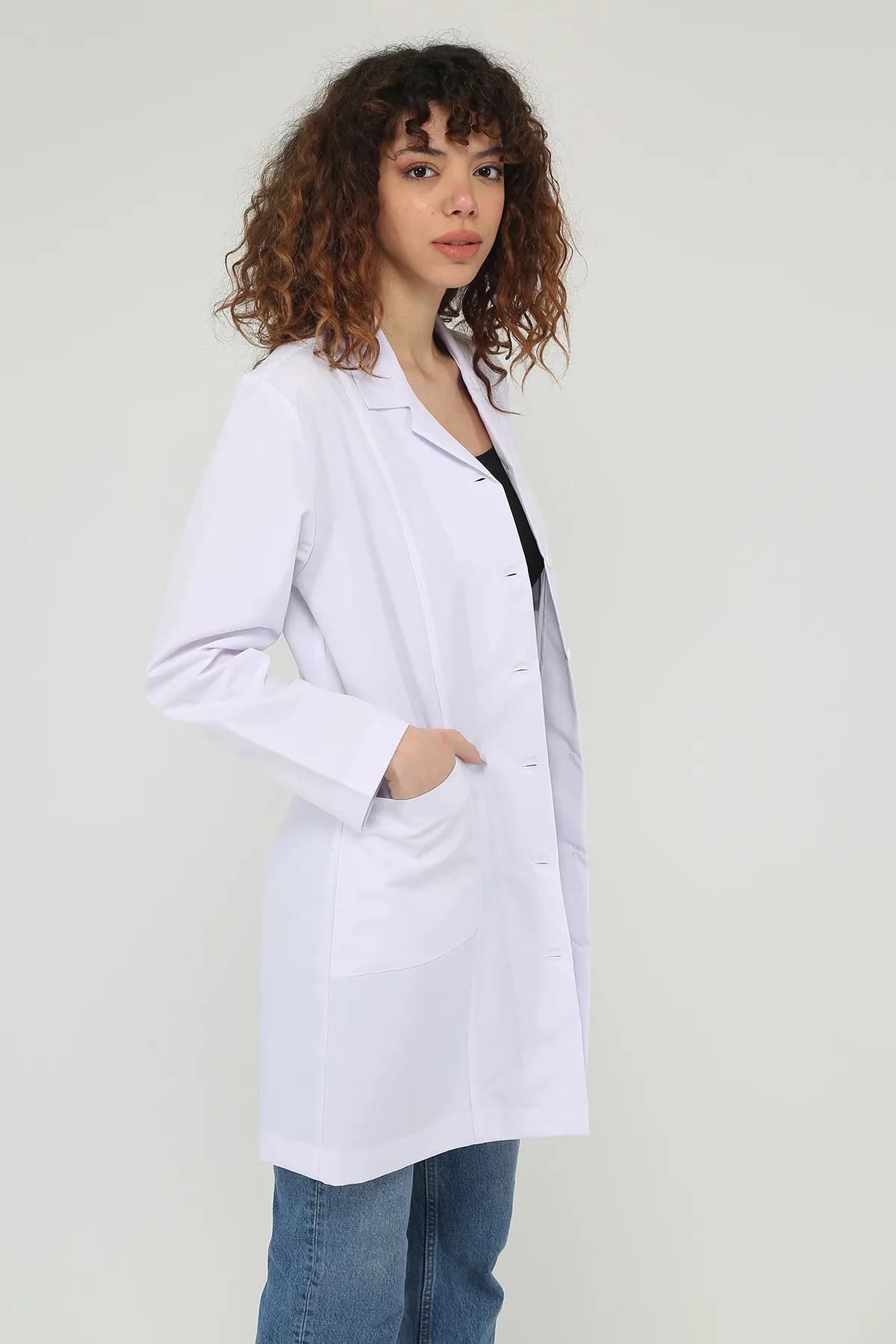 Cartellini Leke Tutmaz Kumaş - Alpaka Beyaz Önlük 90 Cm Apaş Yaka Doktor Hemşire Öğretmen Önlüğü