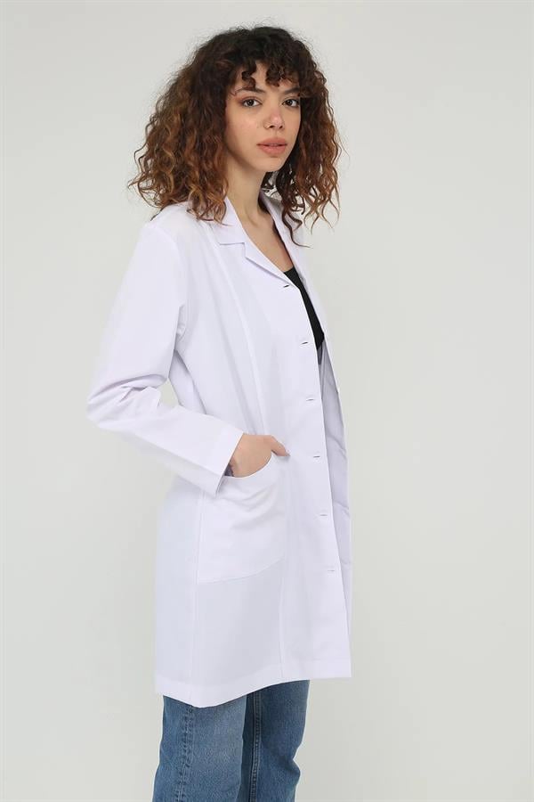 Cartellini Leke Tutmaz Kumaş - Alpaka Beyaz Önlük 90 Cm Apaş Yaka Doktor Hemşire Öğretmen Önlüğü