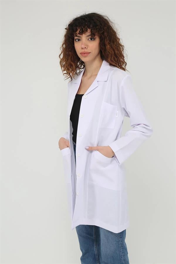 Cartellini Leke Tutmaz Kumaş - Alpaka Beyaz Önlük 90 Cm Apaş Yaka Doktor Hemşire Öğretmen Önlüğü