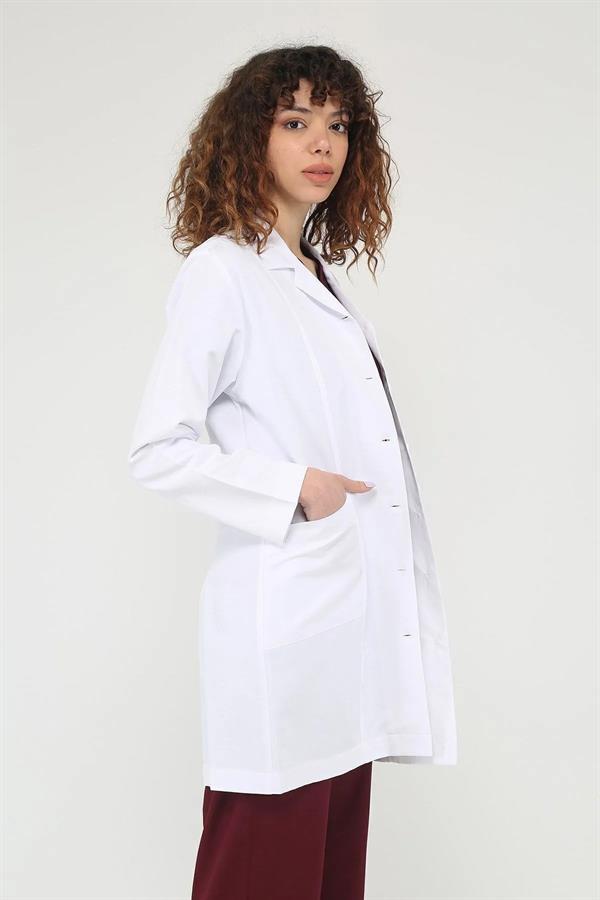 Cartellini Snowform Uzun Kol Beyaz Unisex Önlük Ceket Boy Apaş Yaka Doktor Hemşire Öğretmen Önlüğü