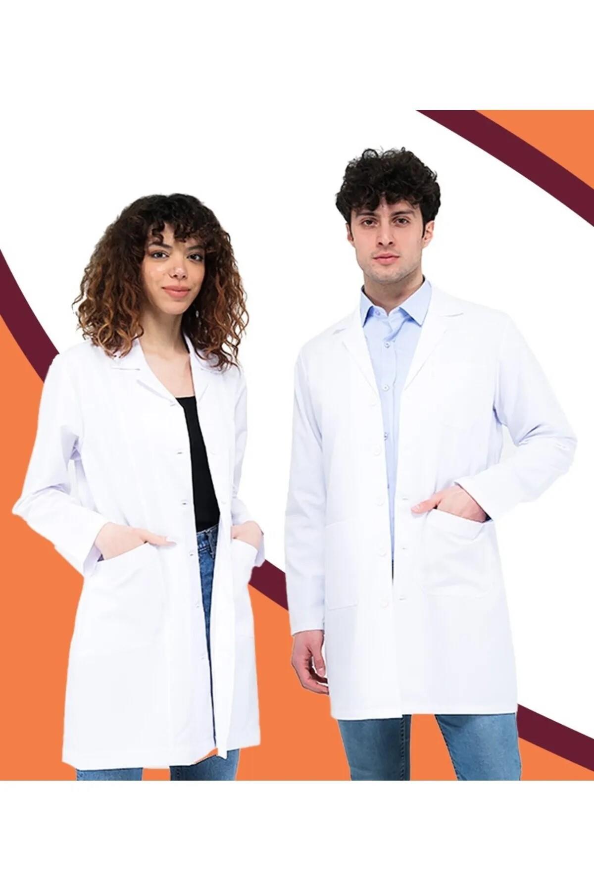 Cartellini Snowform Uzun Kol Beyaz Unisex Önlük Ceket Boy Apaş Yaka Doktor Hemşire Öğretmen Önlüğü