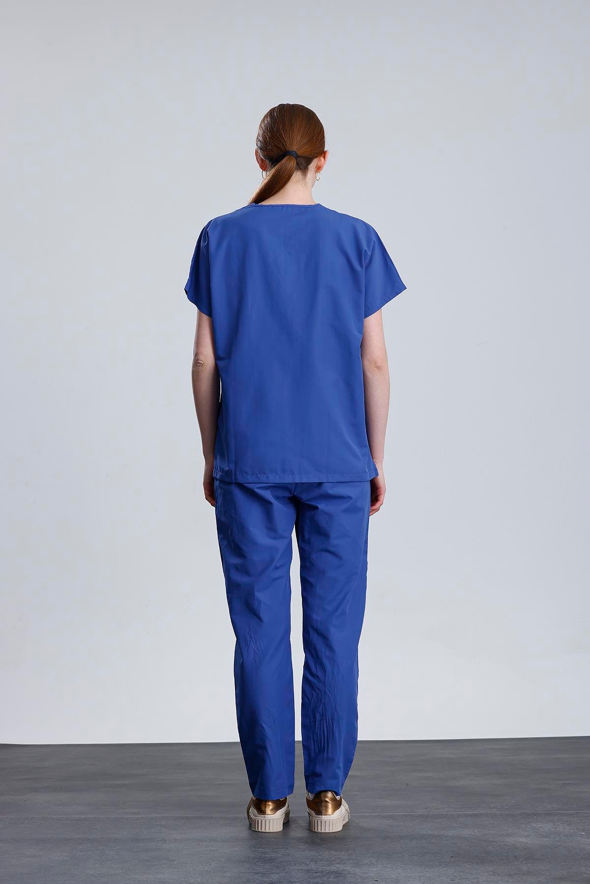 Snow Form Medical Apparel Üniforma Mavi Likralı Unisex Yarasa Kol Hemşire Ve Doktor Forması Takımı Scrubs