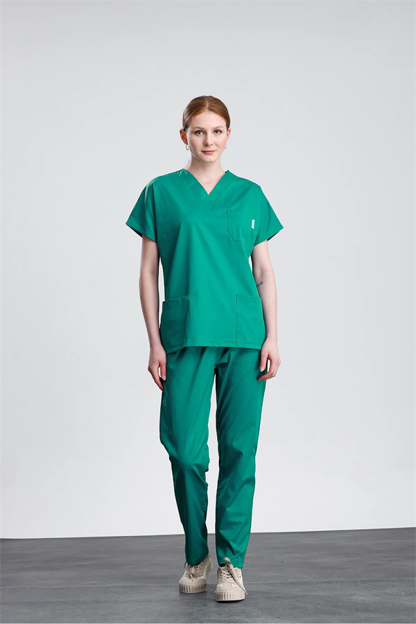Snow Form Medical Apparel Üniforma Yeşil Likralı Unisex Yarasa Kol Hemşire Ve Doktor Forması Takımı Scrubs
