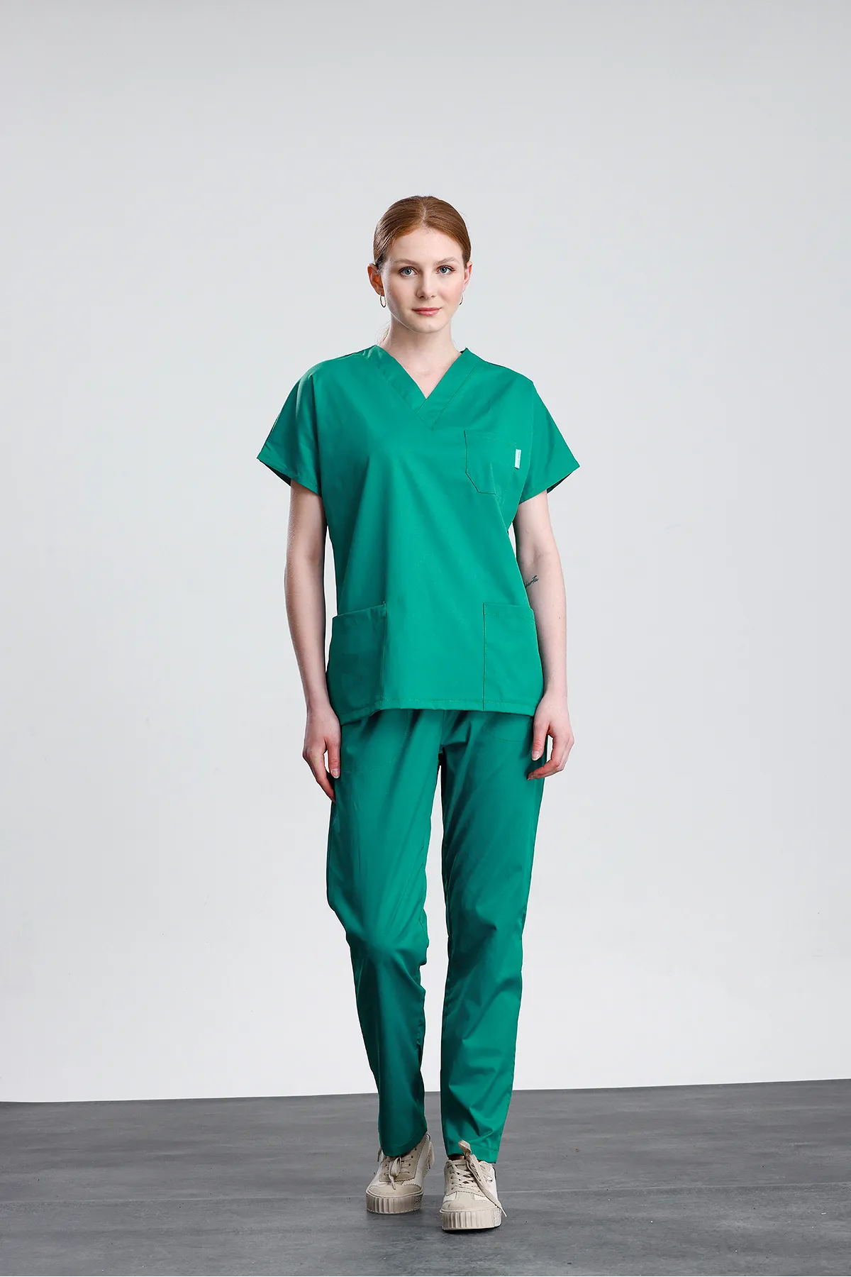 Snow Form Medical Apparel Üniforma Yeşil Likralı Unisex Yarasa Kol Hemşire Ve Doktor Forması Takımı Scrubs