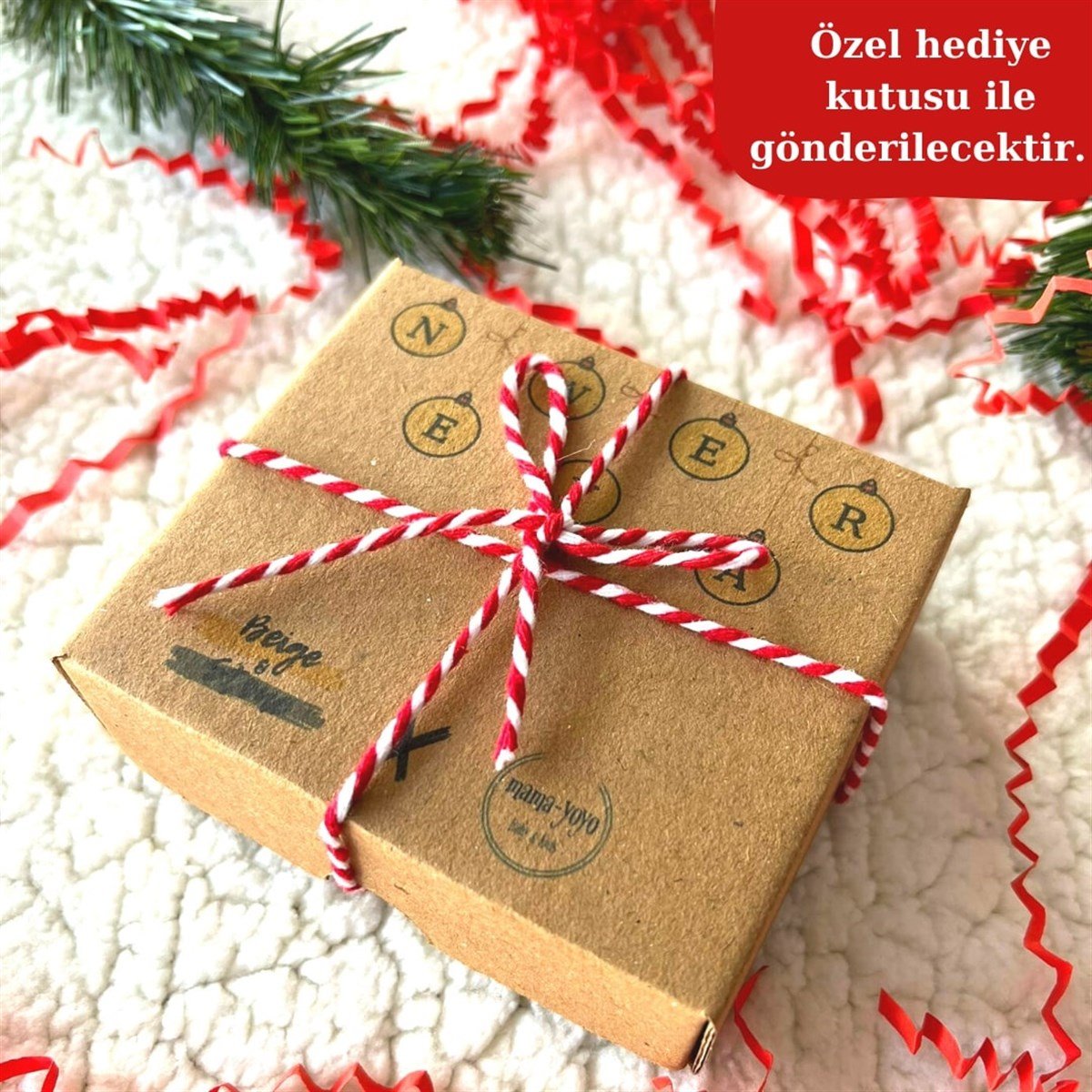 Beige & Stone x Mama Yoyo Seramik Kişiselleştirilmiş Yılbaşı Ağacı Süsü Geyik (Özel kutusunda)