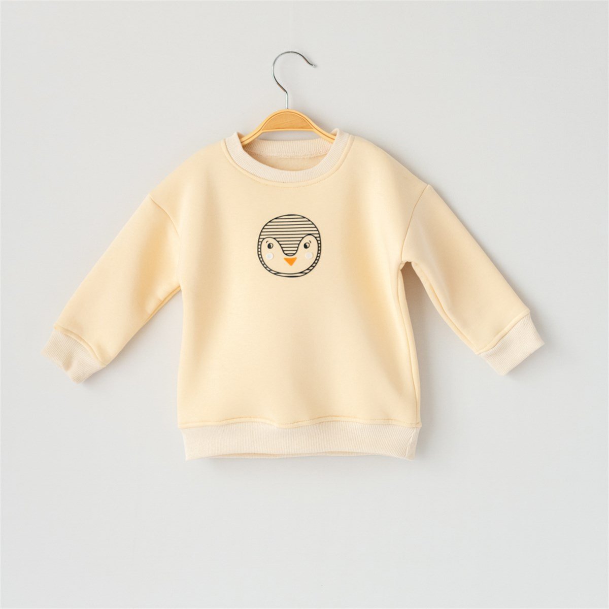 Penguen 3D Baskılı Sweatshirt Şardonlu