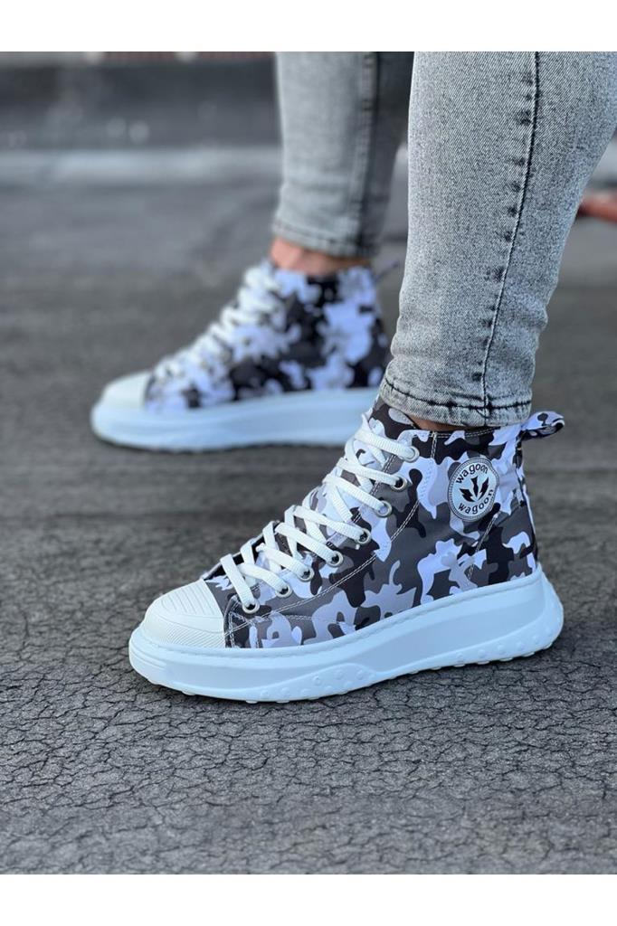  WG017 Beyaz Askeri Yarım Bilek Casual AyakkabıWagoon WG017 Beyaz Askeri Yarım Bilek Casual Ayakkabı