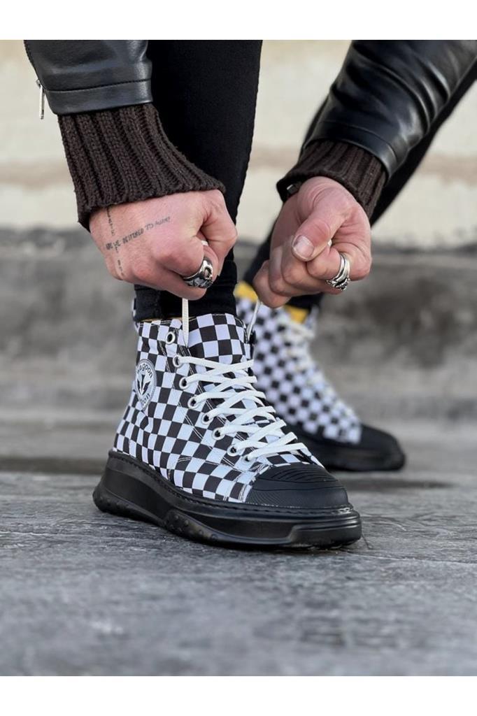  WG017 Damalı Erkek Yarım Bilek Casual AyakkabıWagoon WG017 Damalı Erkek Yarım Bilek Casual Ayakkabı