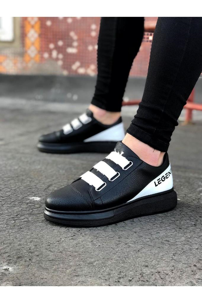  WG029 3 Bant Legend Kömür Beyaz Kalın Taban Casual Erkek AyakkabıWagoon WG029 3 Bant Legend Kömür Beyaz Kalın Taban Casual Erkek Ayakkabı