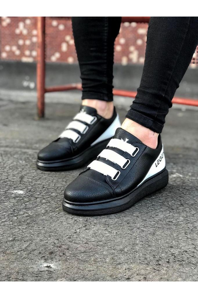  WG029 3 Bant Legend Kömür Beyaz Kalın Taban Casual Erkek AyakkabıWagoon WG029 3 Bant Legend Kömür Beyaz Kalın Taban Casual Erkek Ayakkabı