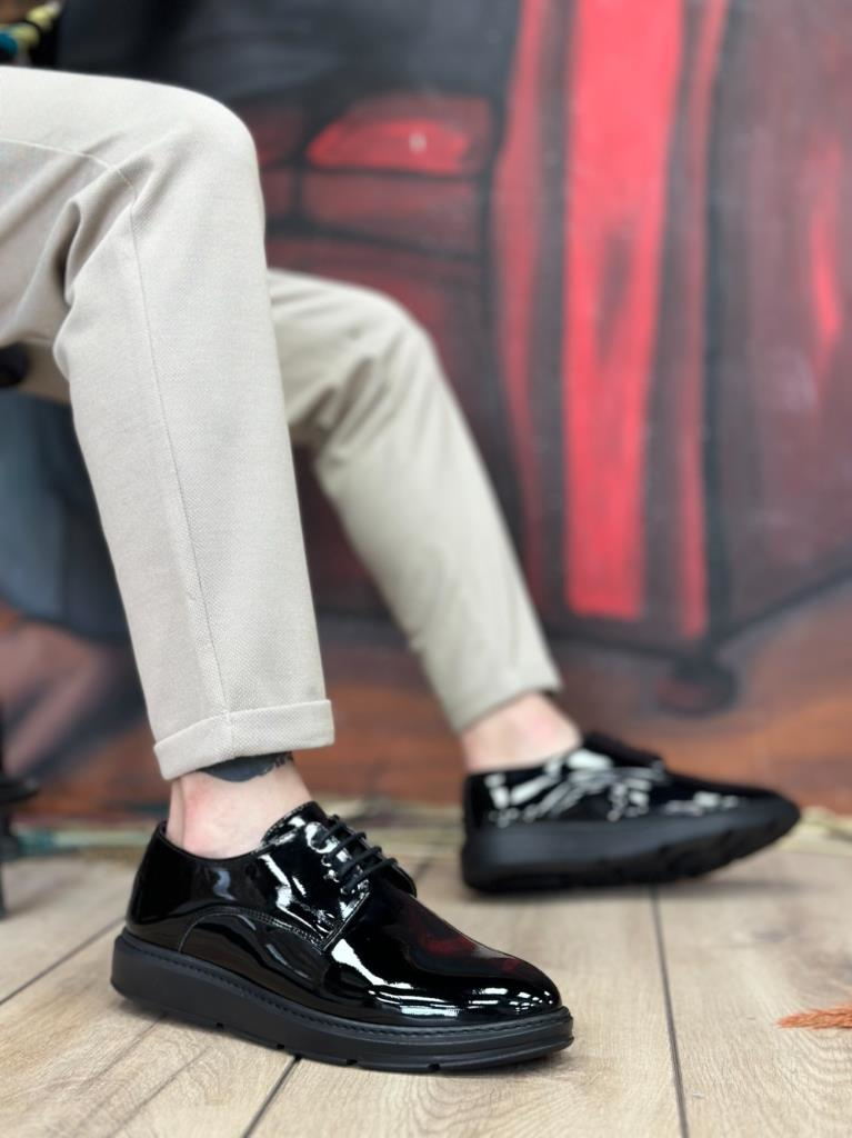 BA0003 Bağcıklı Klasik  Siyah Siyah Taban Rugan Yüksek Taban Casual Erkek AyakkabıBA0003 Bağcıklı Klasik  Siyah Siyah Taban Rugan Yüksek Taban Casual Erkek Ayakkabı