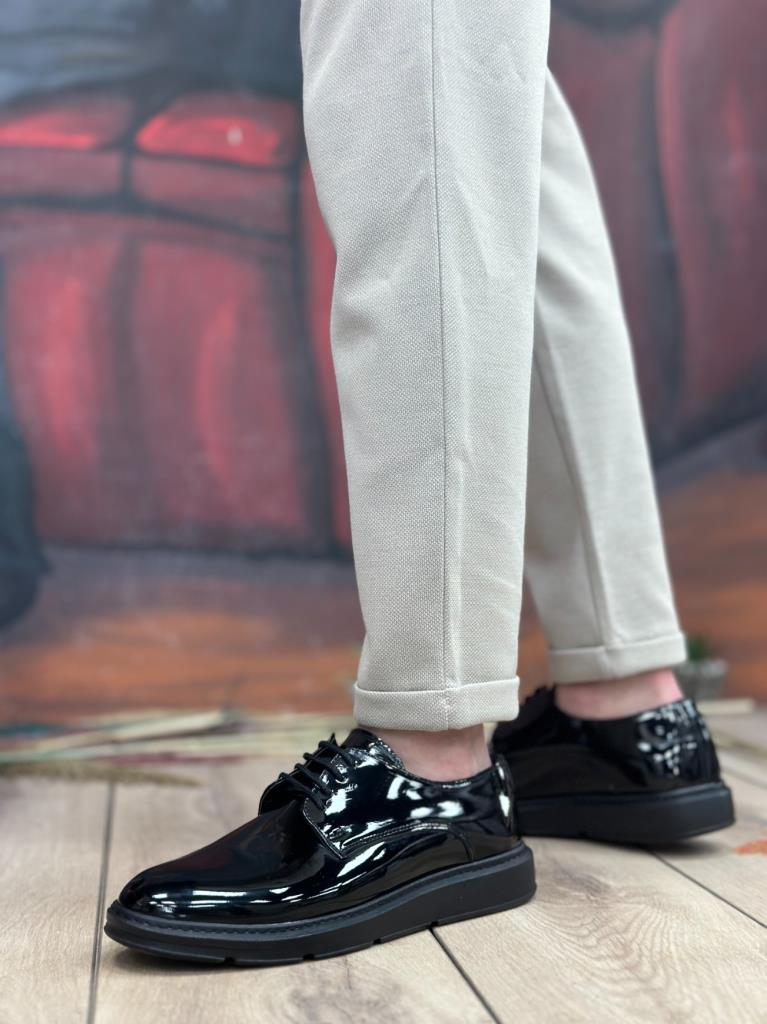 BA0003 Bağcıklı Klasik  Siyah Siyah Taban Rugan Yüksek Taban Casual Erkek AyakkabıBA0003 Bağcıklı Klasik  Siyah Siyah Taban Rugan Yüksek Taban Casual Erkek Ayakkabı