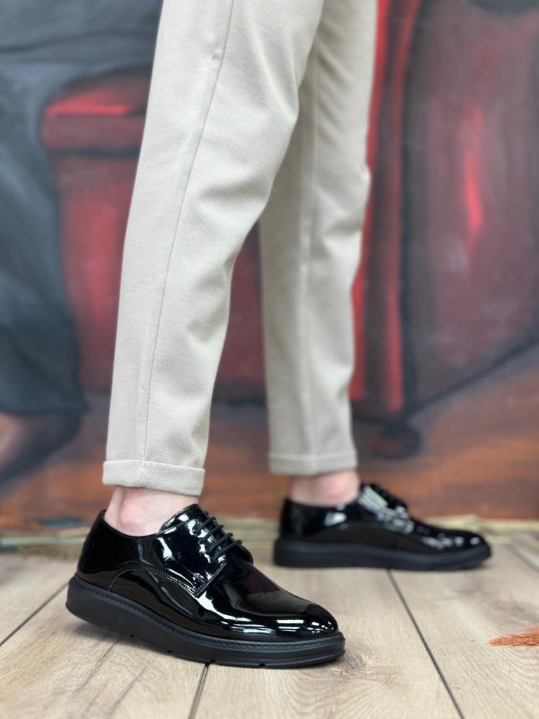 BA0003 Bağcıklı Klasik  Siyah Siyah Taban Rugan Yüksek Taban Casual Erkek AyakkabıBA0003 Bağcıklı Klasik  Siyah Siyah Taban Rugan Yüksek Taban Casual Erkek Ayakkabı