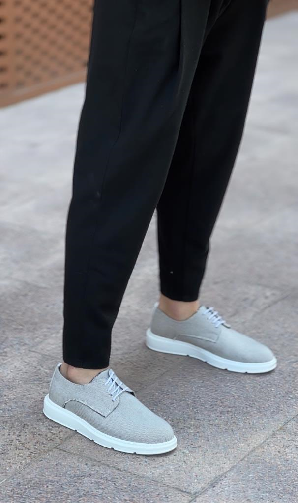 BA0003 Bağcıklı Klasik Spor Gri Renk Keten Yüksek Taban Casual Erkek AyakkabıBA0003 Bağcıklı Klasik Spor Gri Renk Keten Yüksek Taban Casual Erkek Ayakkabı