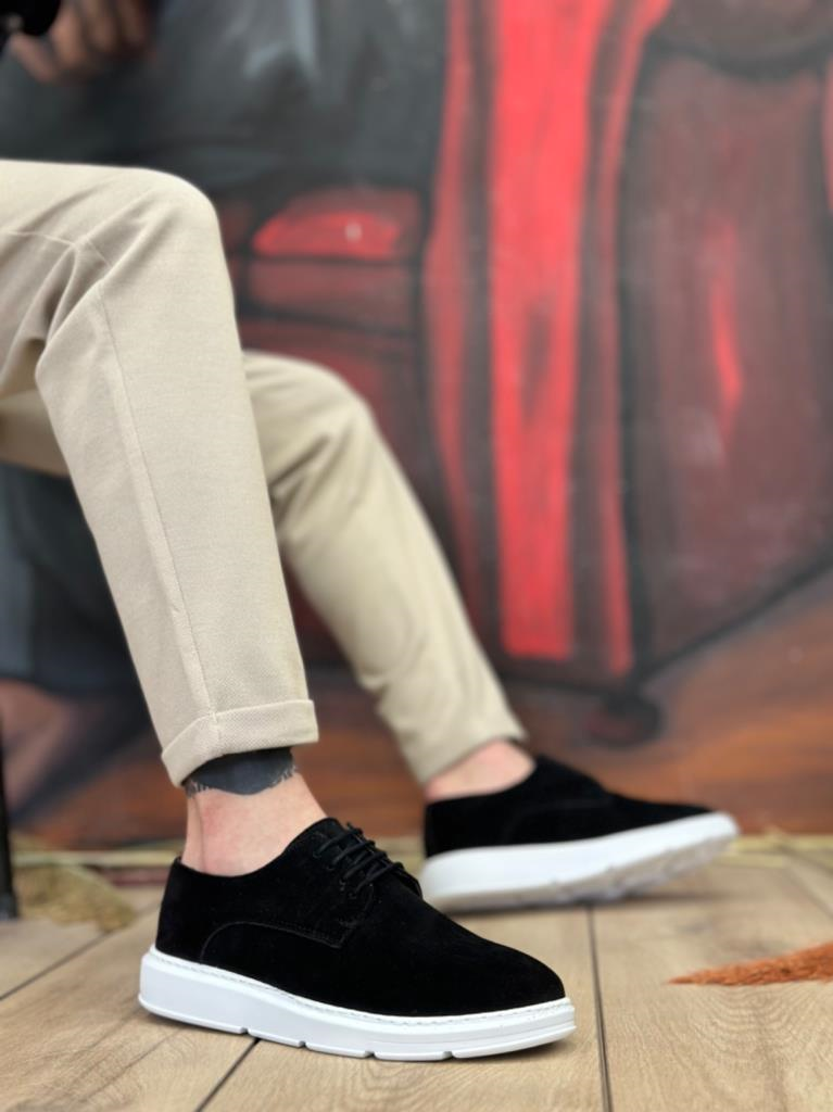 BA0003 Bağcıklı Klasik Spor Süet Siyah Beyaz Yüksek Taban Casual Erkek AyakkabıBA0003 Bağcıklı Klasik Spor Süet Siyah Beyaz Yüksek Taban Casual Erkek Ayakkabı