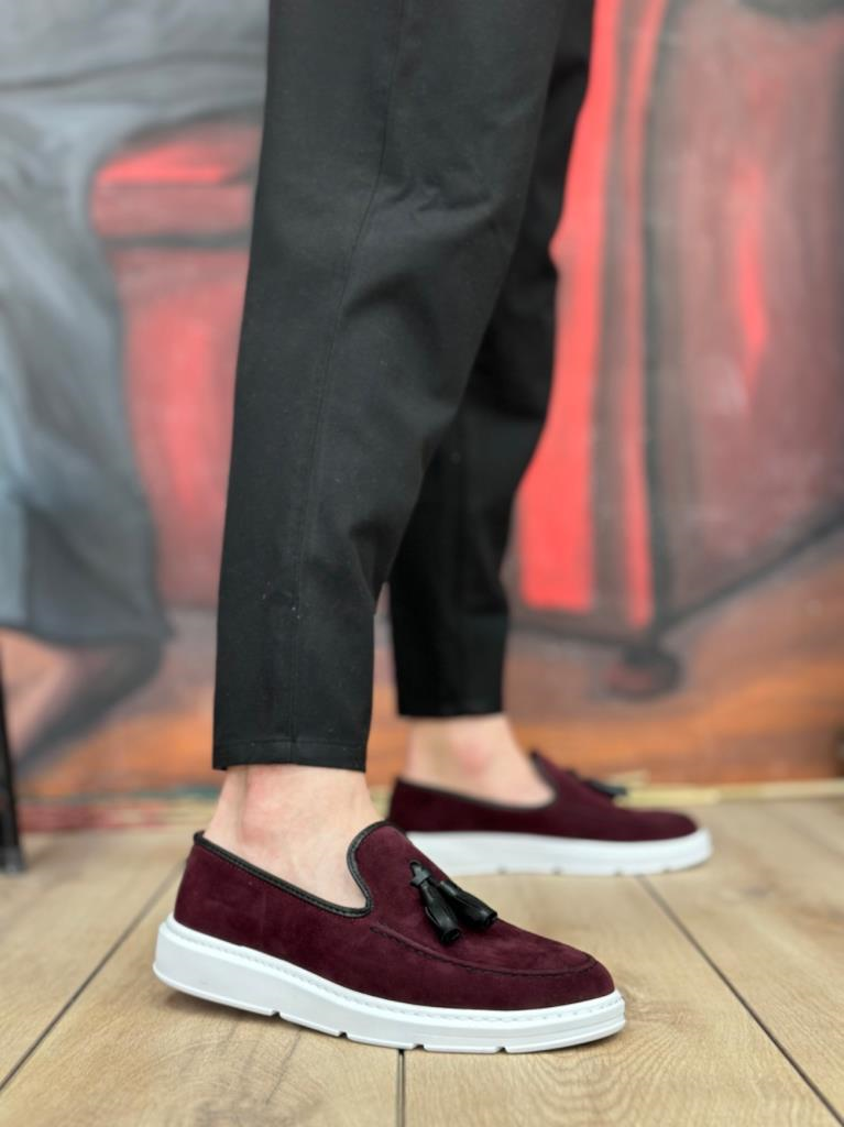 BA0005 Bağcıksız Yüksek Taban Bordo Süet Klasik Püsküllü Corcik Erkek AyakkabıBA0005 Bağcıksız Yüksek Taban Bordo Süet Klasik Püsküllü Corcik Erkek Ayakkabı