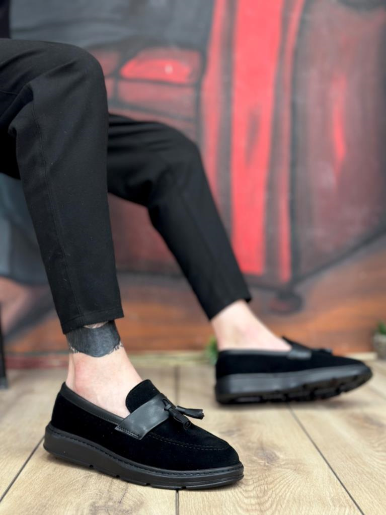 BA0005 Bağcıksız Yüksek Taban Siyah Kemerli Klasik Püsküllü Corcik Erkek AyakkabıBA0005 Bağcıksız Yüksek Taban Siyah Kemerli Klasik Püsküllü Corcik Erkek Ayakkabı