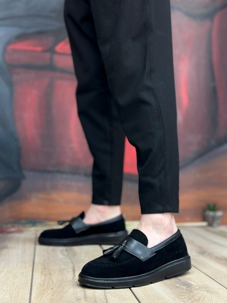 BA0005 Bağcıksız Yüksek Taban Siyah Kemerli Klasik Püsküllü Corcik Erkek AyakkabıBA0005 Bağcıksız Yüksek Taban Siyah Kemerli Klasik Püsküllü Corcik Erkek Ayakkabı