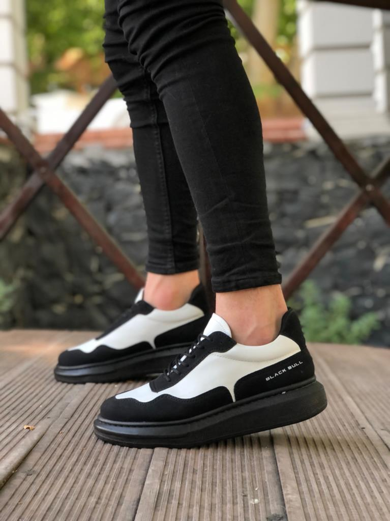 BA0238 BOA Yüksek Taban Siyah Beyaz Bağcıklı Erkek AyakkabıBA0238 BOA Yüksek Taban Siyah Beyaz Bağcıklı Erkek Ayakkabı