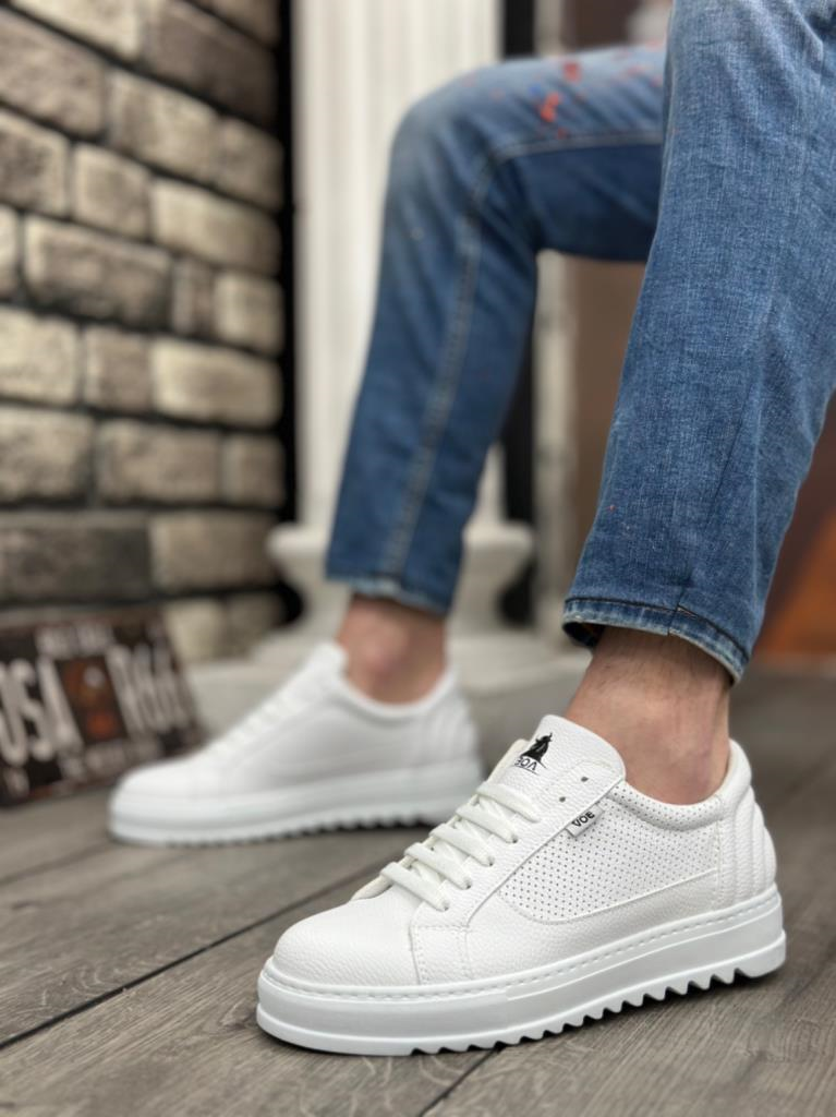 BA0323  Kalın Tırtık Yüksek Taban Beyaz Bağcıklı Spor Erkek AyakkabıBA0323 BOA Kalın Tırtık Yüksek Taban Beyaz Bağcıklı Spor Erkek Ayakkabı