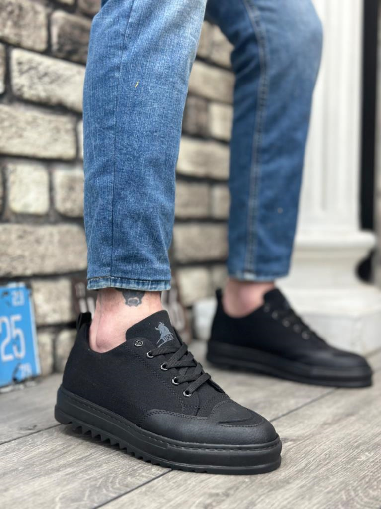 BA0328  Kalın Yüksek Taban Smile Desenli Siyah Spor Erkek AyakkabıBA0328 BOA Kalın Yüksek Taban Smile Desenli Siyah Spor Erkek Ayakkabı