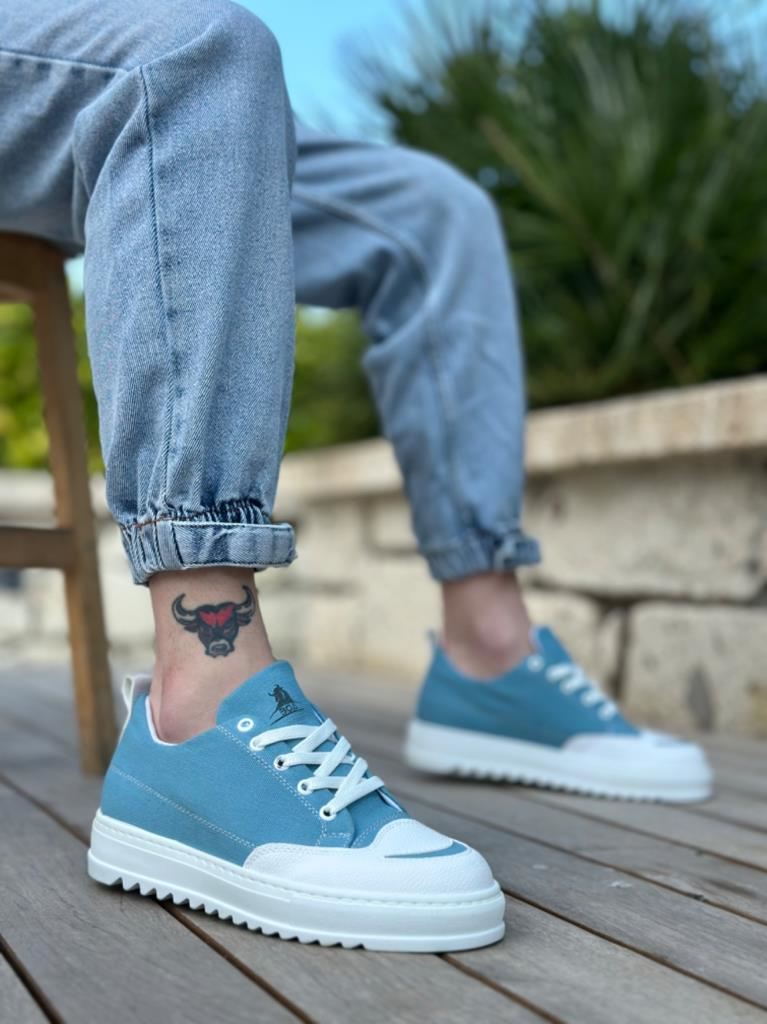 BA0328  Kalın Yüksek Taban Smile Desenli Turkuaz Spor Erkek AyakkabıBA0328 BOA Kalın Yüksek Taban Smile Desenli Turkuaz Spor Erkek Ayakkabı