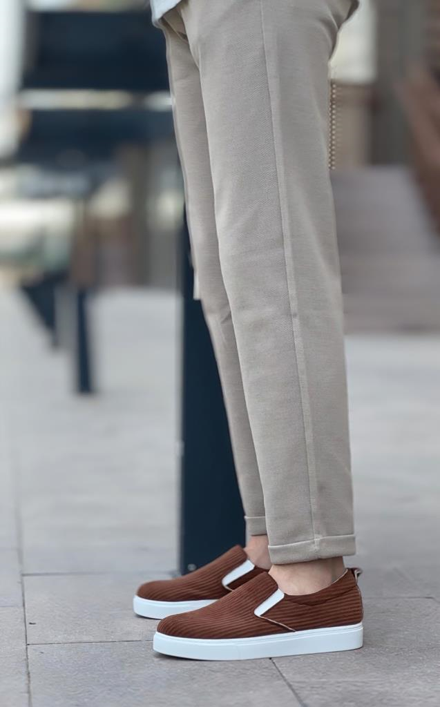 BA0339 Bağcıksız Kadife Kahverengi Beyaz Taban Günlük Erkek AyakkabıBA0339 Bağcıksız Kadife Kahverengi Beyaz Taban Günlük Erkek Ayakkabı