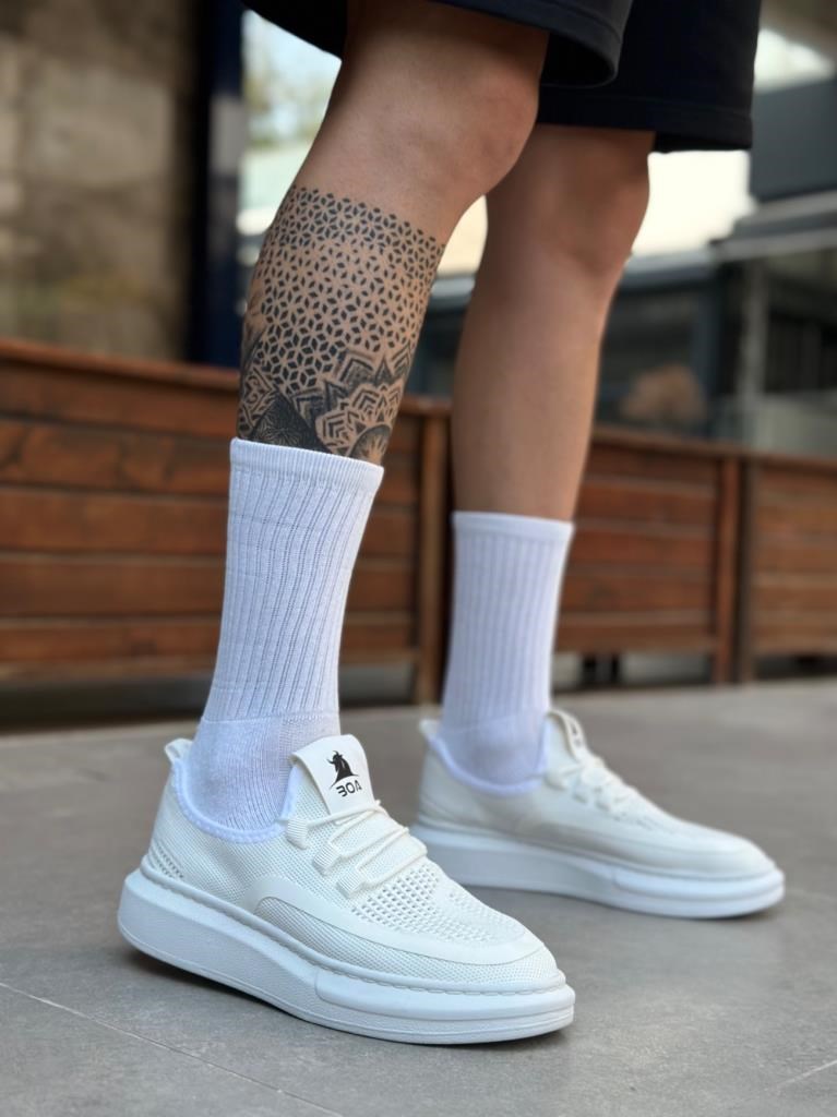 BA0375 Özel Örme Triko Tarz Beyaz Taban Spor Ayakkabı