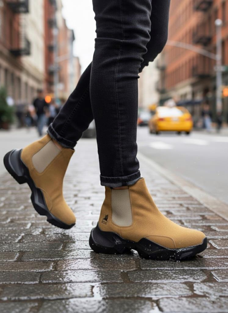 BA0444 Bağcıksız Rahat Yüksek Taban Camel Erkek Spor Yarım Bilek BotBA0444 Bağcıksız Rahat Yüksek Taban Camel Erkek Spor Yarım Bilek Bot