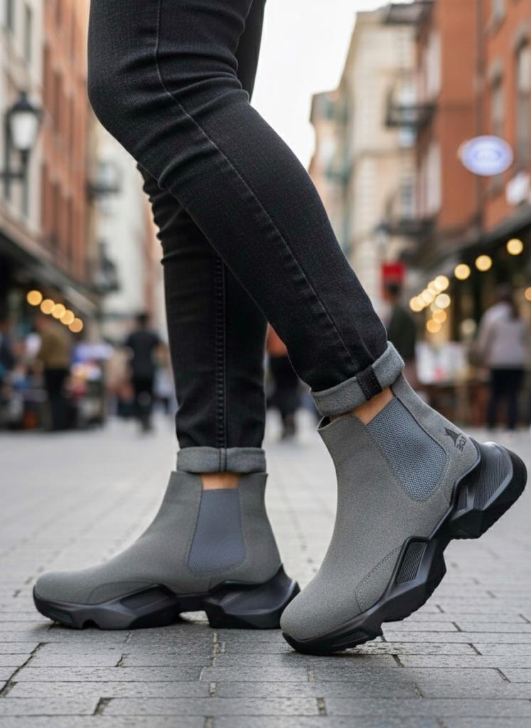 BA0444 Bağcıksız Rahat Yüksek Taban Füme Erkek Spor Yarım Bilek BotBA0444 Bağcıksız Rahat Yüksek Taban Füme Erkek Spor Yarım Bilek Bot