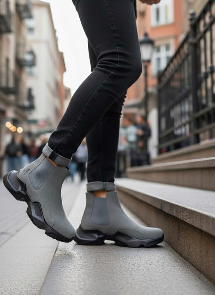 BA0444 Bağcıksız Rahat Yüksek Taban Füme Erkek Spor Yarım Bilek BotBA0444 Bağcıksız Rahat Yüksek Taban Füme Erkek Spor Yarım Bilek Bot