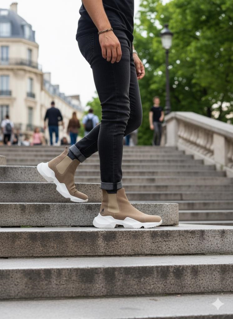 BA0444 Bağcıksız Rahat Yüksek Taban Vizon Erkek Spor Yarım Bilek BotBA0444 Bağcıksız Rahat Yüksek Taban Vizon Erkek Spor Yarım Bilek Bot