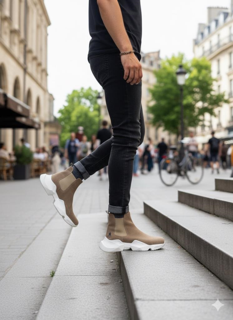 BA0444 Bağcıksız Rahat Yüksek Taban Vizon Erkek Spor Yarım Bilek BotBA0444 Bağcıksız Rahat Yüksek Taban Vizon Erkek Spor Yarım Bilek Bot