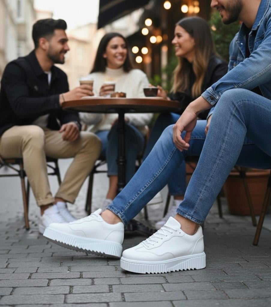 BA0802  Beyaz Renk  Yüksek Taban Erkek Günlük Ayakkabı
