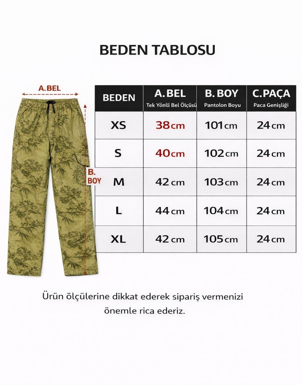 Baggy Floral Bambu Kargo Unisex PantolonBaggy Floral Bambu Kargo Unisex Pantolon